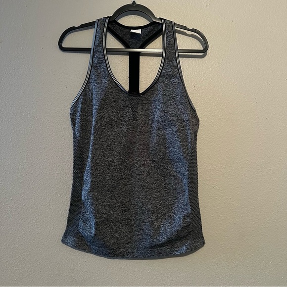 BEBE Heathered Gray / Black Tank Top, Sleeveles. Size Women's Large Racerback - Picture 1 of 5